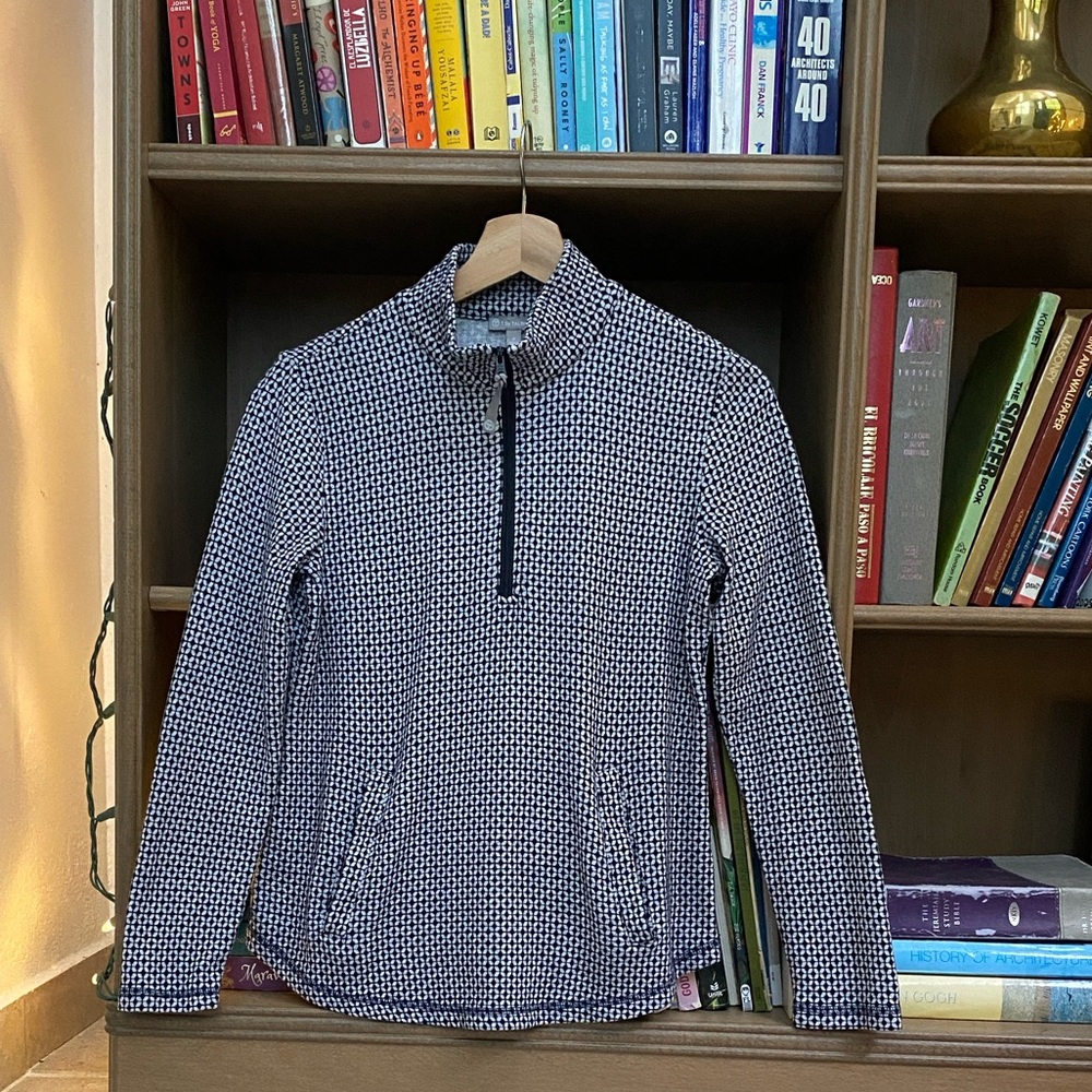 talbots • navy and white half zip pullover